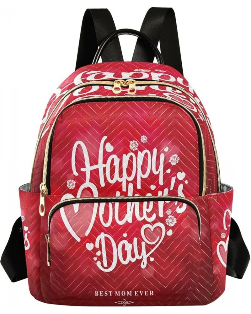 Happy Mothers's Day Heart Love Red Women Backpack Purse Ladies Fashion Shoulder Bag Daypack Travel Bag 10L Medium $16.10 Back...