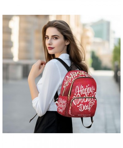 Happy Mothers's Day Heart Love Red Women Backpack Purse Ladies Fashion Shoulder Bag Daypack Travel Bag 10L Medium $16.10 Back...