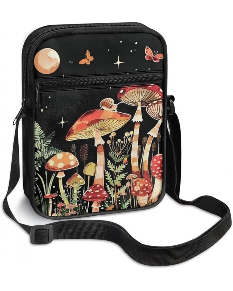 Messenger Bag for Women Crossbody Cell Phone Purse Small Shoulder Pouch for Outdoor Mushroom Moon $8.85 Crossbody Bags