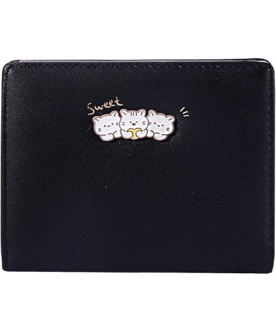 Girls Cute 3D Duck Mini Folding Wallet Tiny Zipper Wallet Cash Pocket Card Holder ID Window Purse for Women BLACK Cat $8.24 W...