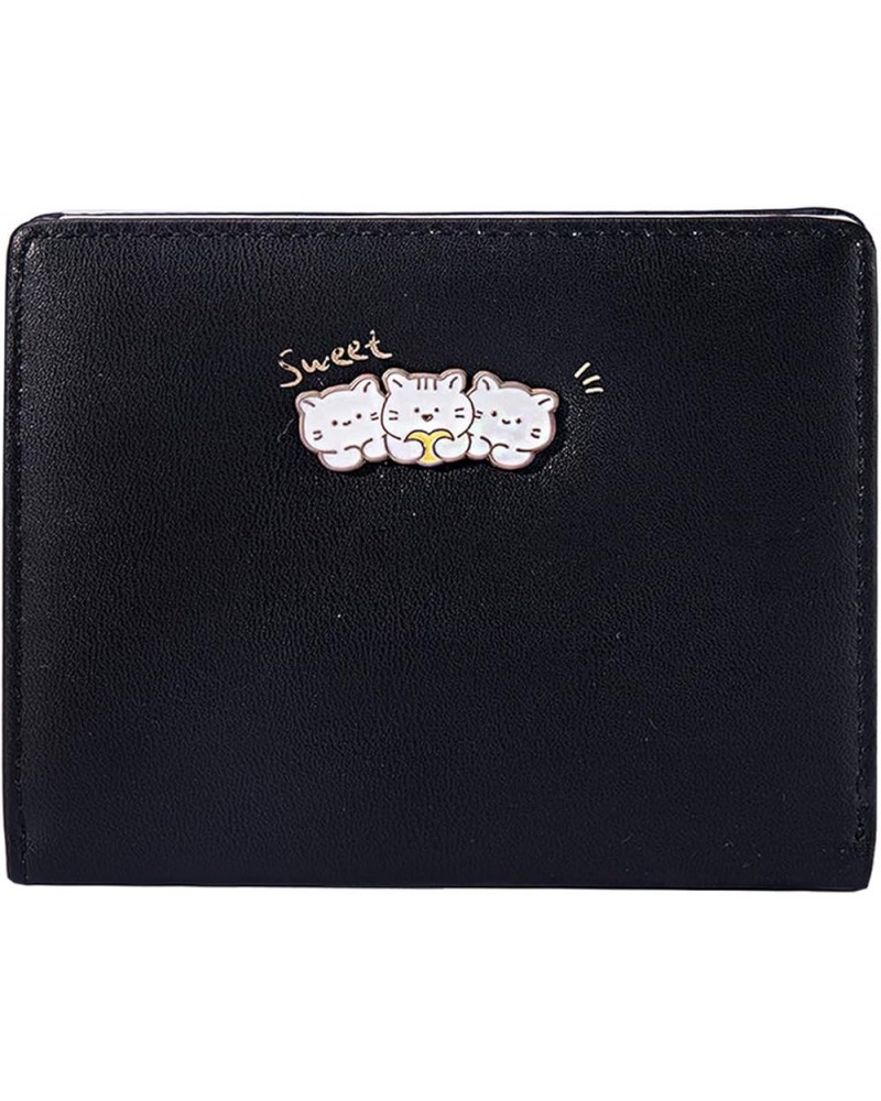 Girls Cute 3D Duck Mini Folding Wallet Tiny Zipper Wallet Cash Pocket Card Holder ID Window Purse for Women BLACK Cat $8.24 W...