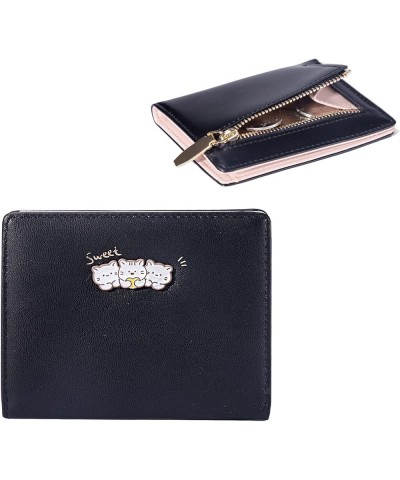 Girls Cute 3D Duck Mini Folding Wallet Tiny Zipper Wallet Cash Pocket Card Holder ID Window Purse for Women BLACK Cat $8.24 W...