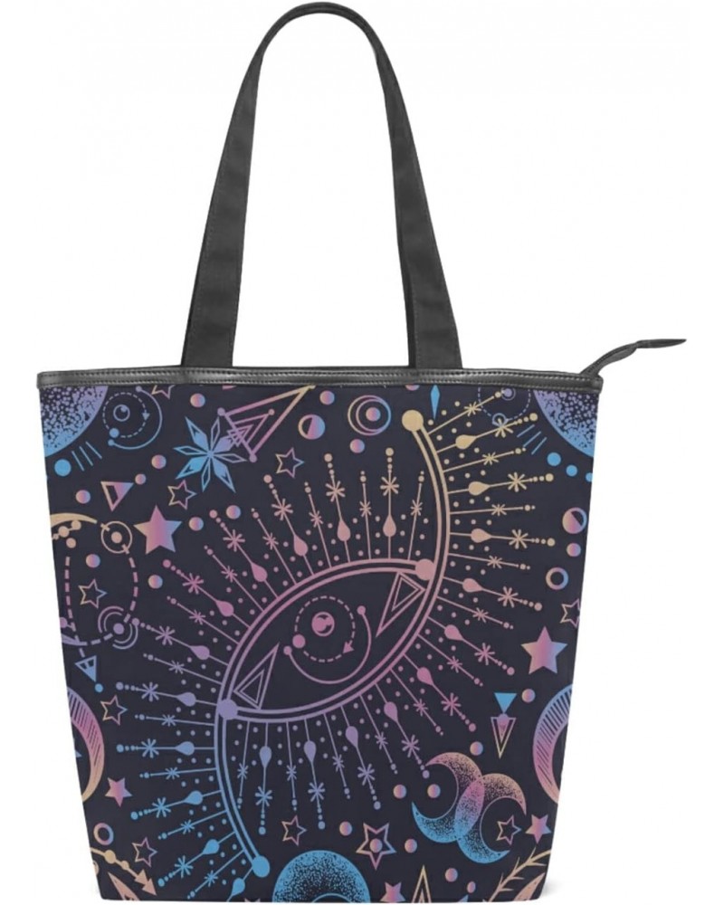 Sun Moon Star Astrology Tote Handbag for Women Tote Bag, Canvas + leather Shoulder Bag, Hobo bag, Satchel Purse(228rh8a) $13....