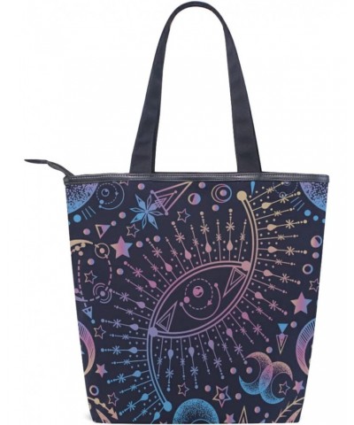 Sun Moon Star Astrology Tote Handbag for Women Tote Bag, Canvas + leather Shoulder Bag, Hobo bag, Satchel Purse(228rh8a) $13....