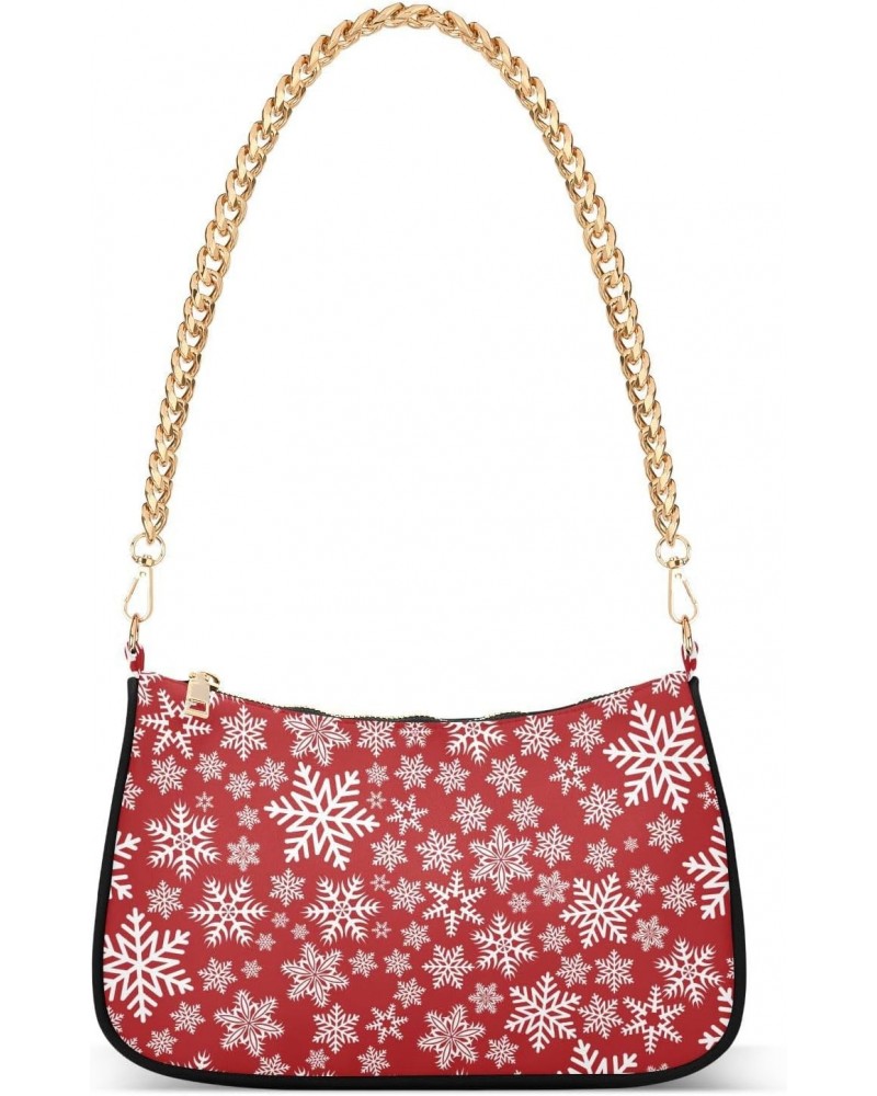 Christmas Shoulder Bag Cute Little Xmas Snowflake Women Clutch Handbag Date Chain Bag Holiday Birthday Xmas White Elephant Gi...