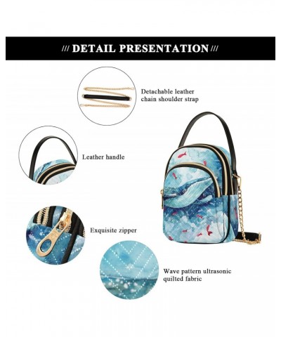 Whale Red Carp Watercolor Quilted Crossbody Bag for Women, Small Cell Phone Bag Shoulder Handbags Purse with Leather Strap $1...