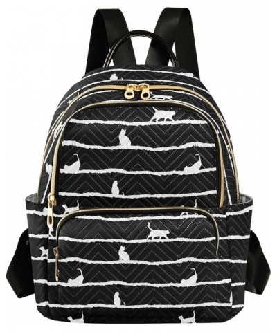 Mini Backpack Purse for Women Lightweight Girls Small Size Cat Silhouette Stripes School Teens College Traveling Small $17.48...