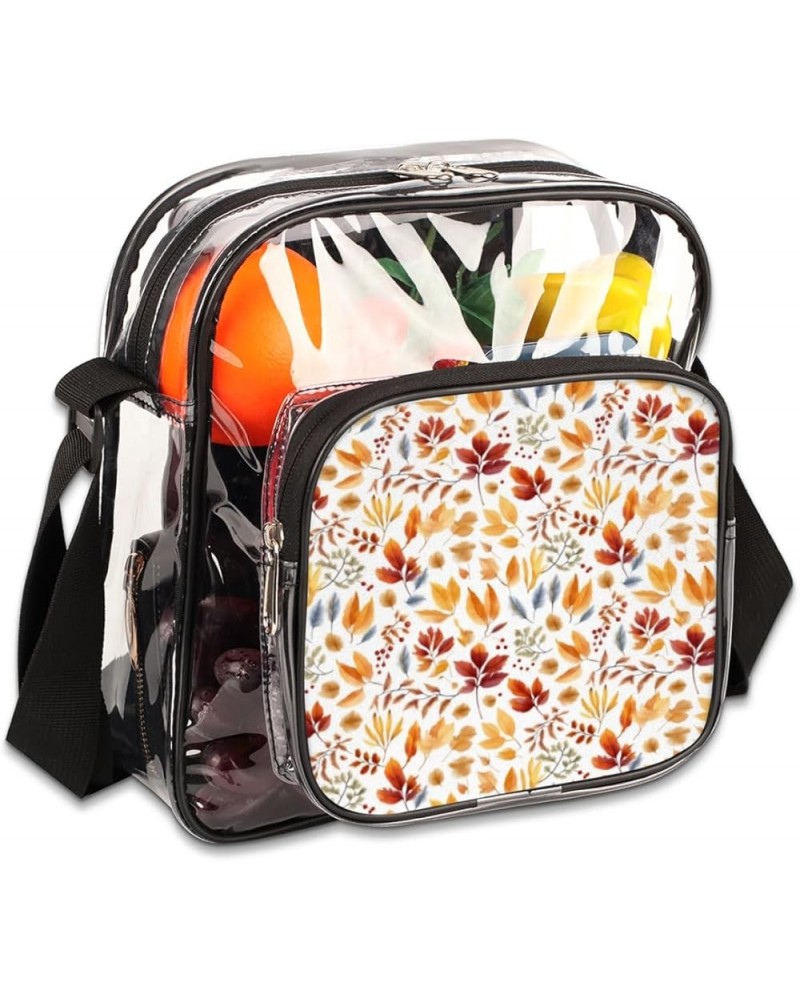 Autumn Leaves Prints Stadium-Approved Clear Crossbody Bag with Colorful Print Design Autumn Maple Leaves Print $12.68 Crossbo...