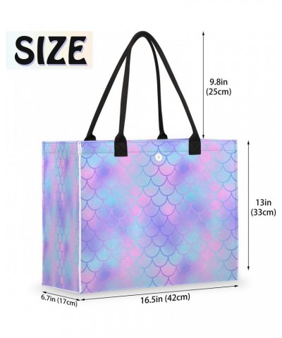 Mermaid Pattern Large Tote Bag Mermaid Skin Shoulder Bag For Women Teachers Nurses Work Shopping Travel Handbag Purse $13.16 ...