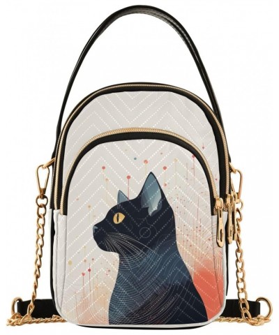 Little Black Cat Women's Crossbody Handbags with Zipper, Casual Leather Cell Phone Purse Crossbody Bags for Ladies $10.92 Cro...