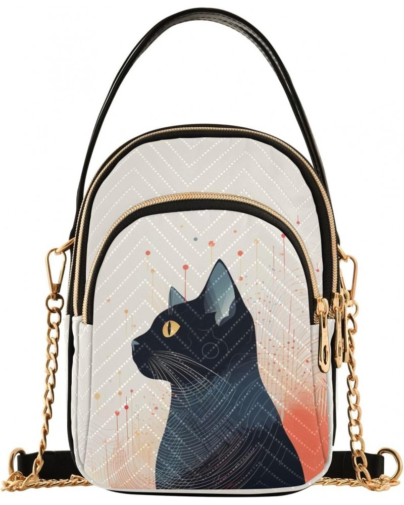 Little Black Cat Women's Crossbody Handbags with Zipper, Casual Leather Cell Phone Purse Crossbody Bags for Ladies $10.92 Cro...