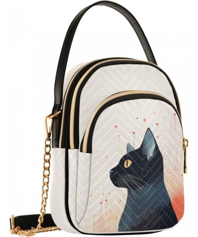 Little Black Cat Women's Crossbody Handbags with Zipper, Casual Leather Cell Phone Purse Crossbody Bags for Ladies $10.92 Cro...