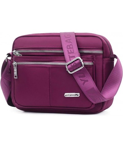 Nylon Multi-Pocket Crossbody Purse Bags for Women Travel Shoulder Bag casual Mummy bag Purple $11.76 Shoulder Bags