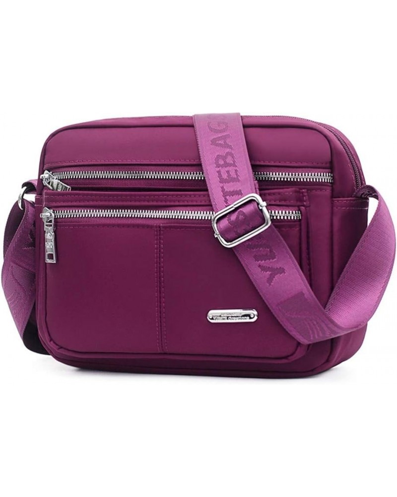 Nylon Multi-Pocket Crossbody Purse Bags for Women Travel Shoulder Bag casual Mummy bag Purple $11.76 Shoulder Bags