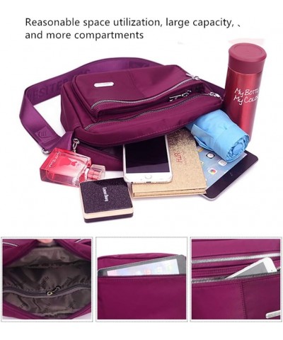 Nylon Multi-Pocket Crossbody Purse Bags for Women Travel Shoulder Bag casual Mummy bag Purple $11.76 Shoulder Bags