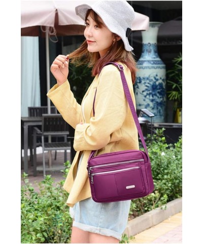 Nylon Multi-Pocket Crossbody Purse Bags for Women Travel Shoulder Bag casual Mummy bag Purple $11.76 Shoulder Bags