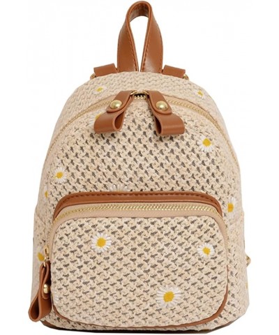 Summer Trendy Handmade Woven Crochet Straw Backpack Boho Backpack Purse for Women Vacation (Beige) Beige $10.32 Backpacks