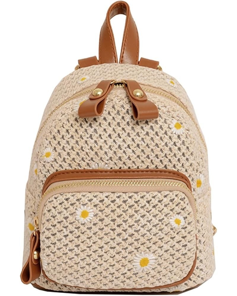 Summer Trendy Handmade Woven Crochet Straw Backpack Boho Backpack Purse for Women Vacation (Beige) Beige $10.32 Backpacks