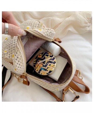 Summer Trendy Handmade Woven Crochet Straw Backpack Boho Backpack Purse for Women Vacation (Beige) Beige $10.32 Backpacks