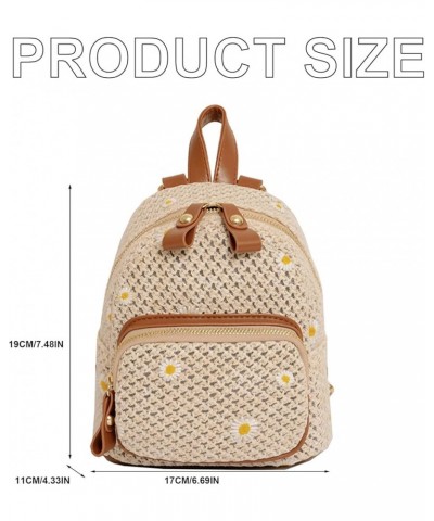 Summer Trendy Handmade Woven Crochet Straw Backpack Boho Backpack Purse for Women Vacation (Beige) Beige $10.32 Backpacks