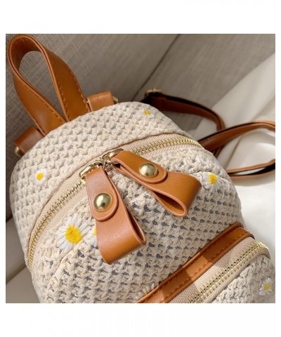 Summer Trendy Handmade Woven Crochet Straw Backpack Boho Backpack Purse for Women Vacation (Beige) Beige $10.32 Backpacks