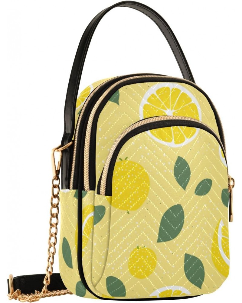 Crossbody Bag for Women, Yellow Lemons Phone Purse Detachable Chain Bag Shoulder Handbag Wallet $12.00 Crossbody Bags