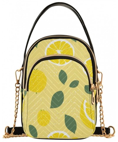 Crossbody Bag for Women, Yellow Lemons Phone Purse Detachable Chain Bag Shoulder Handbag Wallet $12.00 Crossbody Bags