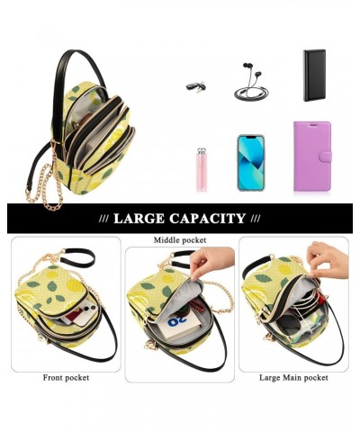 Crossbody Bag for Women, Yellow Lemons Phone Purse Detachable Chain Bag Shoulder Handbag Wallet $12.00 Crossbody Bags