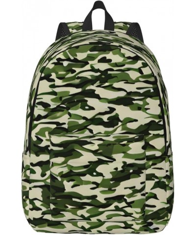 Camo Green Print Casual Double Shoulder Daypack,Anti-Theft Travel Canvas Backpack For Men And Women Black Medium $24.65 Backp...