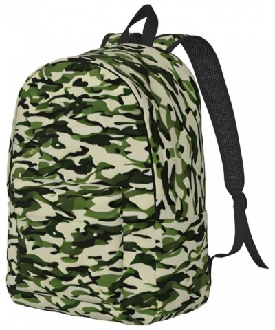 Camo Green Print Casual Double Shoulder Daypack,Anti-Theft Travel Canvas Backpack For Men And Women Black Medium $24.65 Backp...