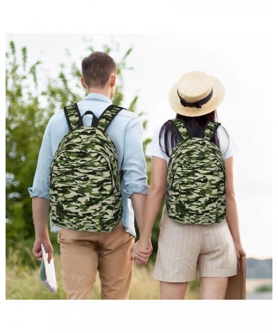 Camo Green Print Casual Double Shoulder Daypack,Anti-Theft Travel Canvas Backpack For Men And Women Black Medium $24.65 Backp...