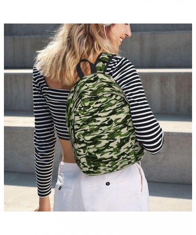 Camo Green Print Casual Double Shoulder Daypack,Anti-Theft Travel Canvas Backpack For Men And Women Black Medium $24.65 Backp...