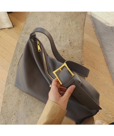 Women's Vintage Hobo Bags, Vegan Soft Leather Crossbody Bags, Adjustable Shoulder Strap Hobo Handbag Grey $21.62 Hobo Bags