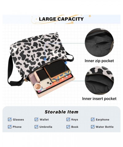 Cow Texture Black Shoulder Bag for Women Waterproof PU Leather Hobo Bags Crossbody Purse with Zipper Closure $17.15 Shoulder ...