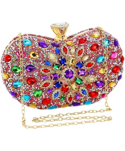 Black Clutch Purse For Women Evening Sparkly Bag Party Rhinestone Floral Handbags Bride Wallet Pink $16.49 Evening Bags