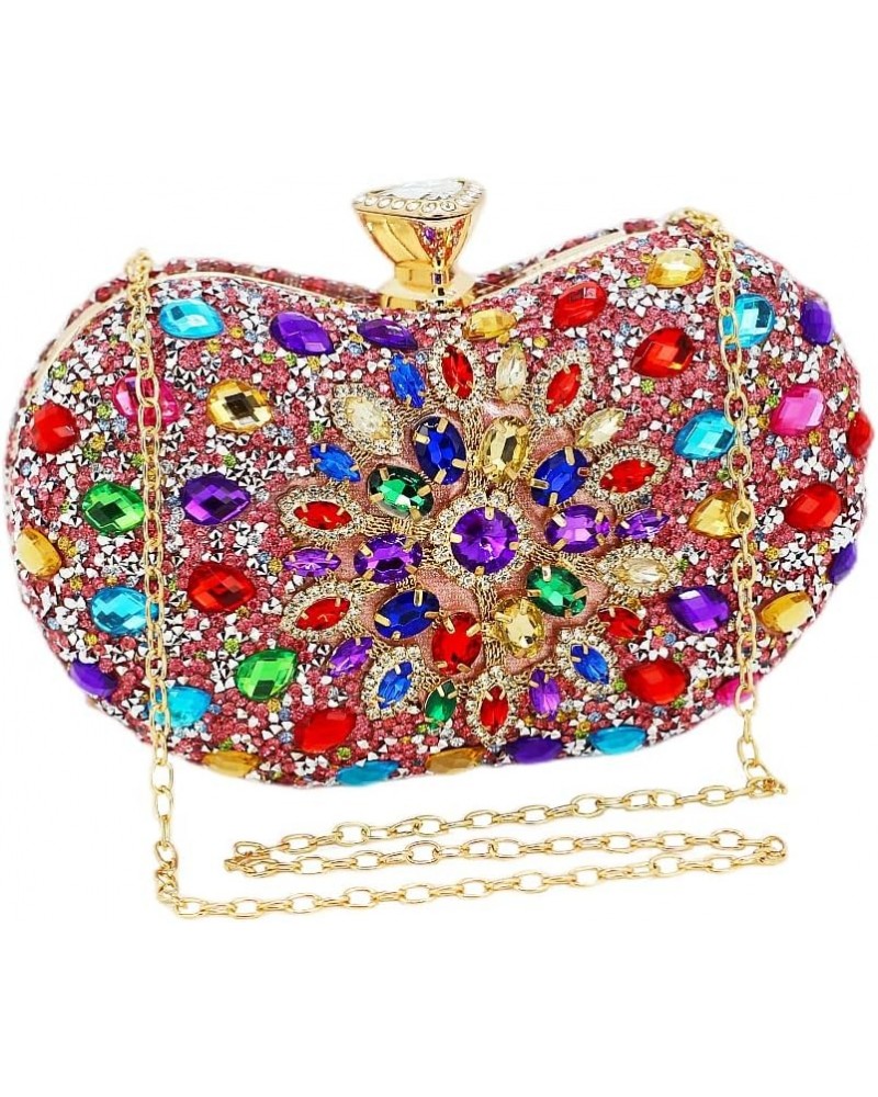 Black Clutch Purse For Women Evening Sparkly Bag Party Rhinestone Floral Handbags Bride Wallet Pink $16.49 Evening Bags