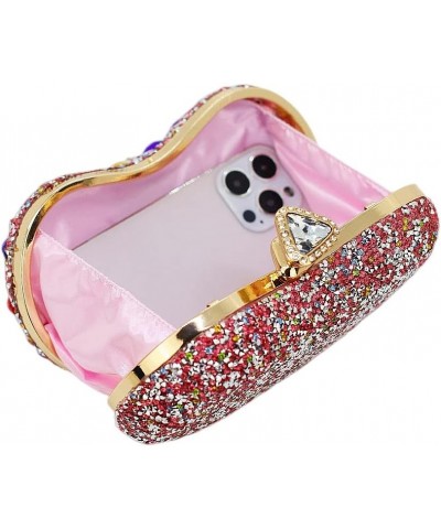 Black Clutch Purse For Women Evening Sparkly Bag Party Rhinestone Floral Handbags Bride Wallet Pink $16.49 Evening Bags