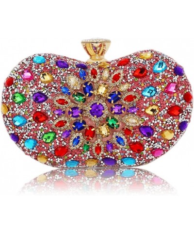 Black Clutch Purse For Women Evening Sparkly Bag Party Rhinestone Floral Handbags Bride Wallet Pink $16.49 Evening Bags