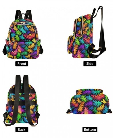 Rainbow Leaves Backpack Purse for Women Small Travel Bag Fashion Daypack M 202a3335 M(11.4"x6.1"x14.17") 202a3335 $20.09 Back...