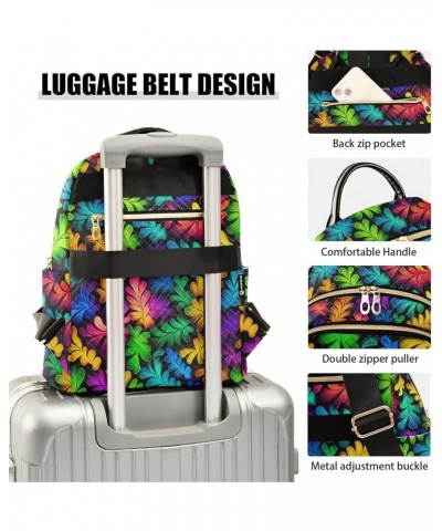 Rainbow Leaves Backpack Purse for Women Small Travel Bag Fashion Daypack M 202a3335 M(11.4"x6.1"x14.17") 202a3335 $20.09 Back...