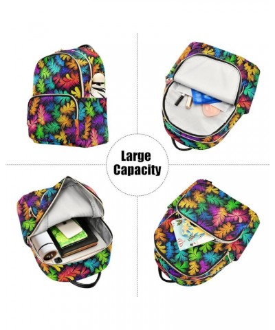 Rainbow Leaves Backpack Purse for Women Small Travel Bag Fashion Daypack M 202a3335 M(11.4"x6.1"x14.17") 202a3335 $20.09 Back...