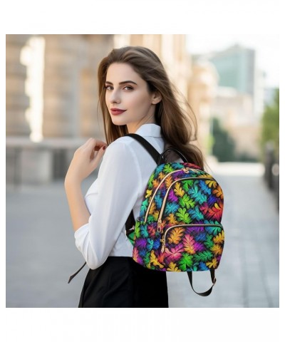 Rainbow Leaves Backpack Purse for Women Small Travel Bag Fashion Daypack M 202a3335 M(11.4"x6.1"x14.17") 202a3335 $20.09 Back...