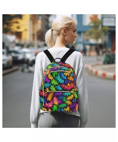 Rainbow Leaves Backpack Purse for Women Small Travel Bag Fashion Daypack M 202a3335 M(11.4"x6.1"x14.17") 202a3335 $20.09 Back...