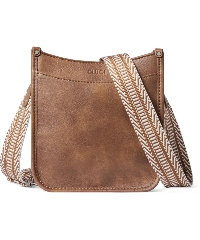 Small Crossbody Bags for Women Leather Cell Phone Shoulder Purses Brown $9.66 Crossbody Bags