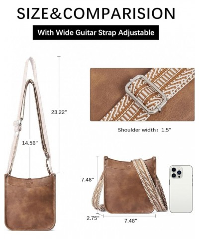 Small Crossbody Bags for Women Leather Cell Phone Shoulder Purses Brown $9.66 Crossbody Bags