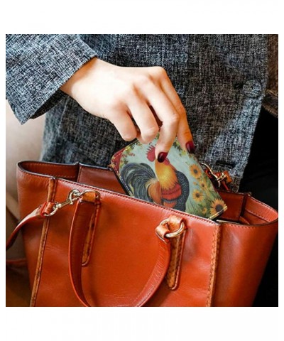 RFID Credit Card Holder Farm Rooster Leather With Zipper Card Case Wallet for Women Girls $10.06 Wallets