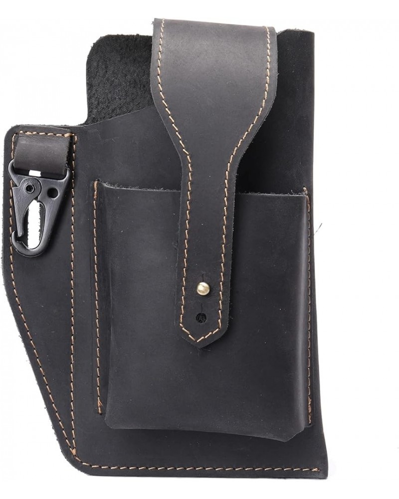 Men's Mobile Phone Pocket Belt Bag Retro Leather Mobile Phone Bag,brown Black $24.49 Totes