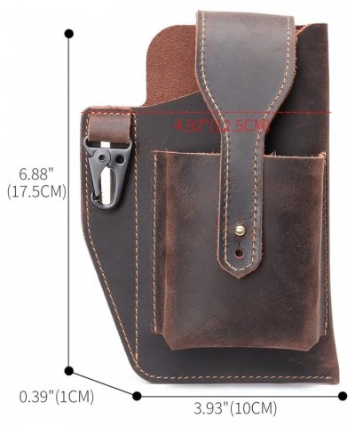 Men's Mobile Phone Pocket Belt Bag Retro Leather Mobile Phone Bag,brown Black $24.49 Totes