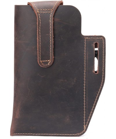 Men's Mobile Phone Pocket Belt Bag Retro Leather Mobile Phone Bag,brown Black $24.49 Totes