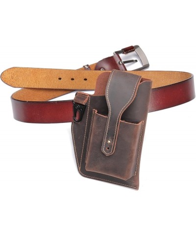 Men's Mobile Phone Pocket Belt Bag Retro Leather Mobile Phone Bag,brown Black $24.49 Totes